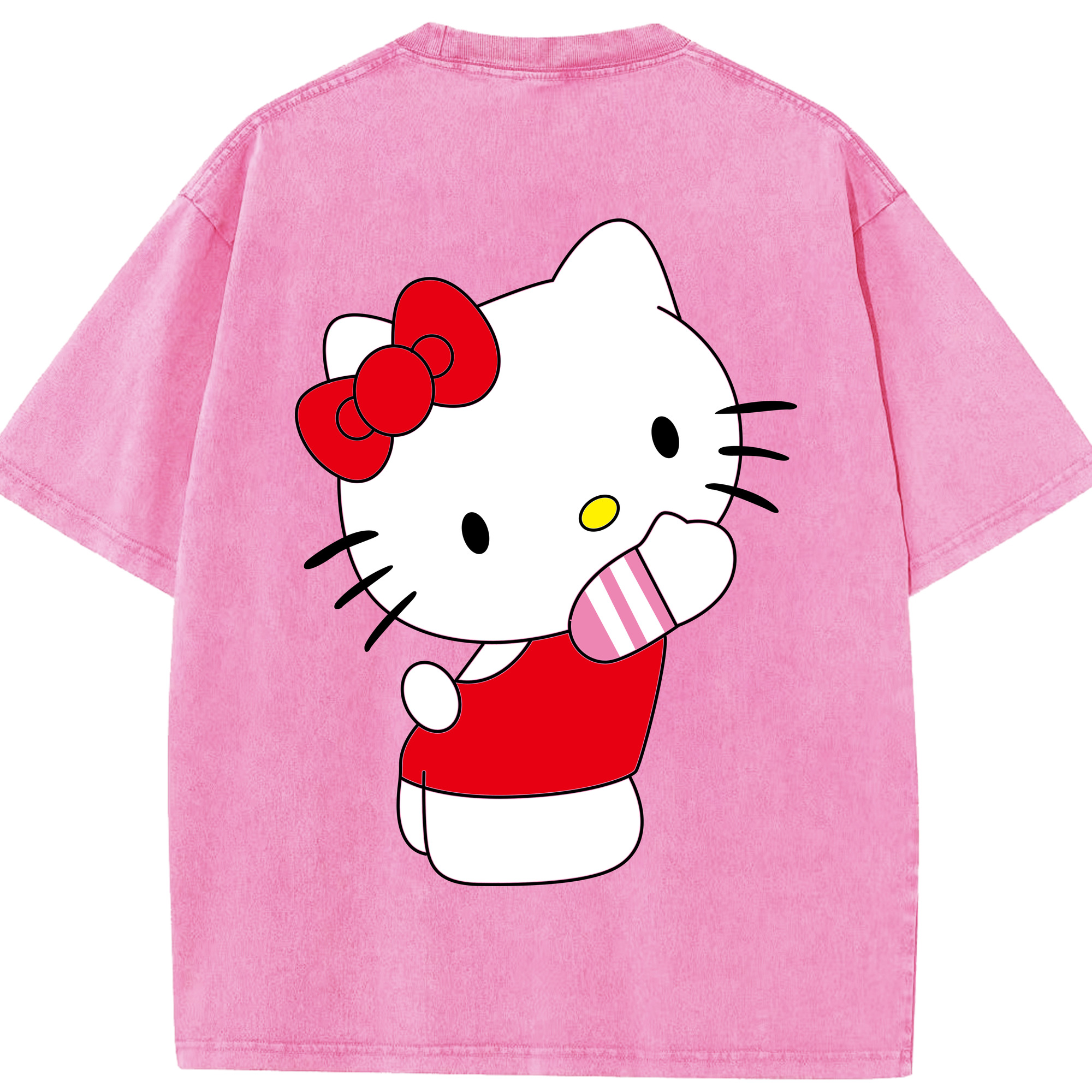 （画像用） Hello Kitty ハローキティ 綿100% ヴィンテージ風 半袖Tシャツ（背面プリント）